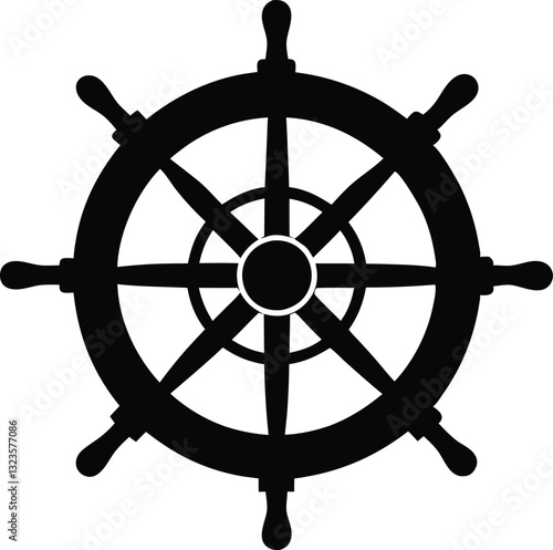 Ship steering silhouette, Steering wheel icon