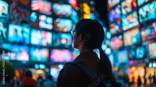 A business running a cross-channel advertising campaign, integrating TV, digital, social media, and out-of-home (OOH) ads.