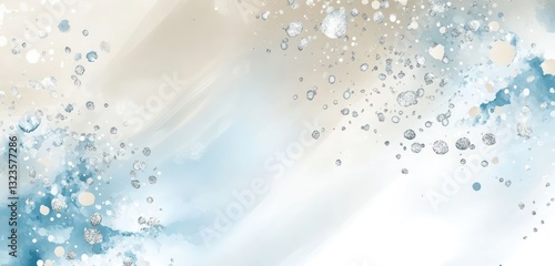Elegant watercolor splashes in pale blue ivory and silver for a sophisticated background