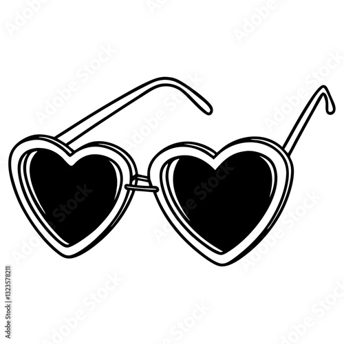 Heart Shaped Sunglasses Vector Illustration Retro Fashion Design Element
