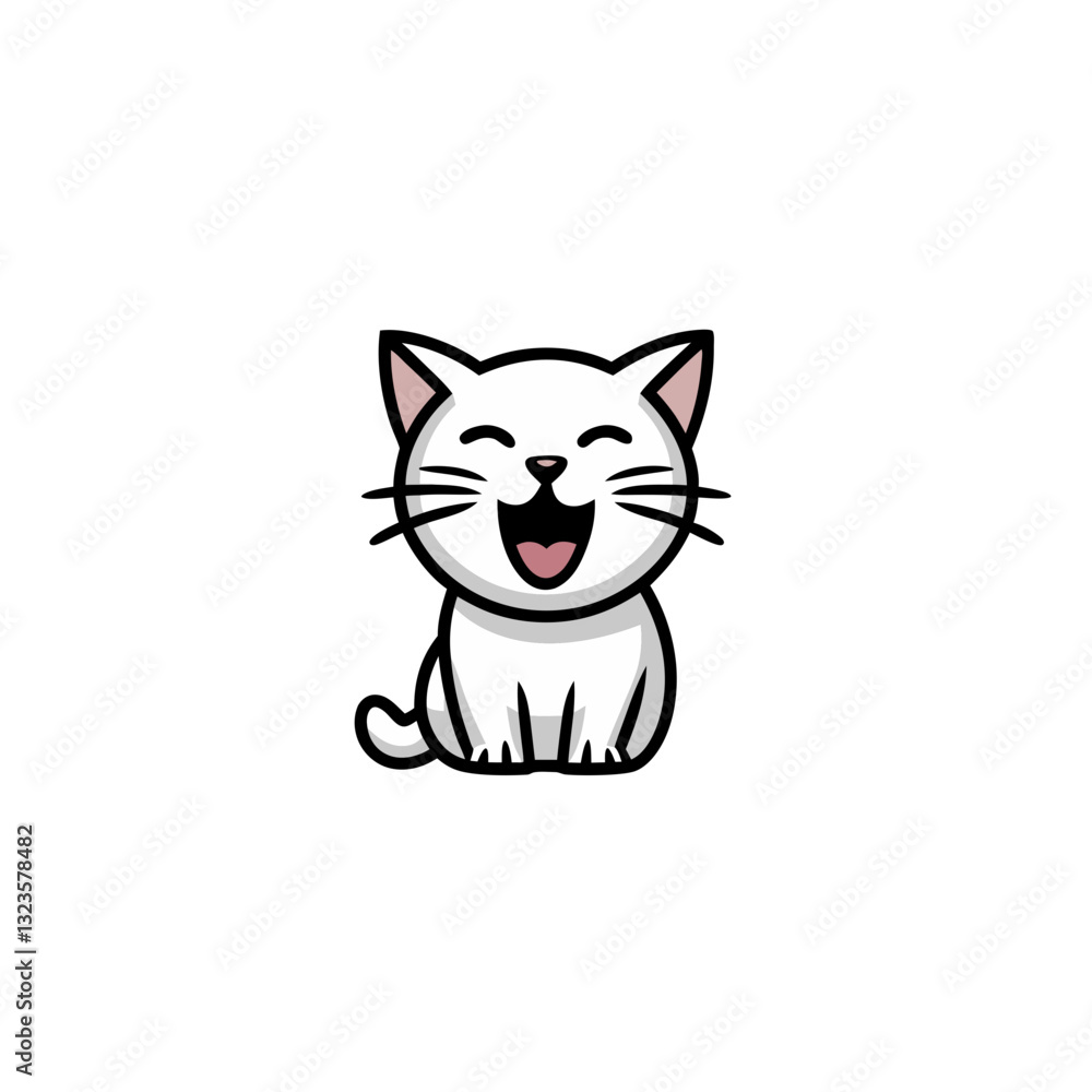 Adorable Laughing White Cat Vector for Cute Illustrations and Designs Adorable Laughing White Cat Vector for Cute Illustrations and Designs