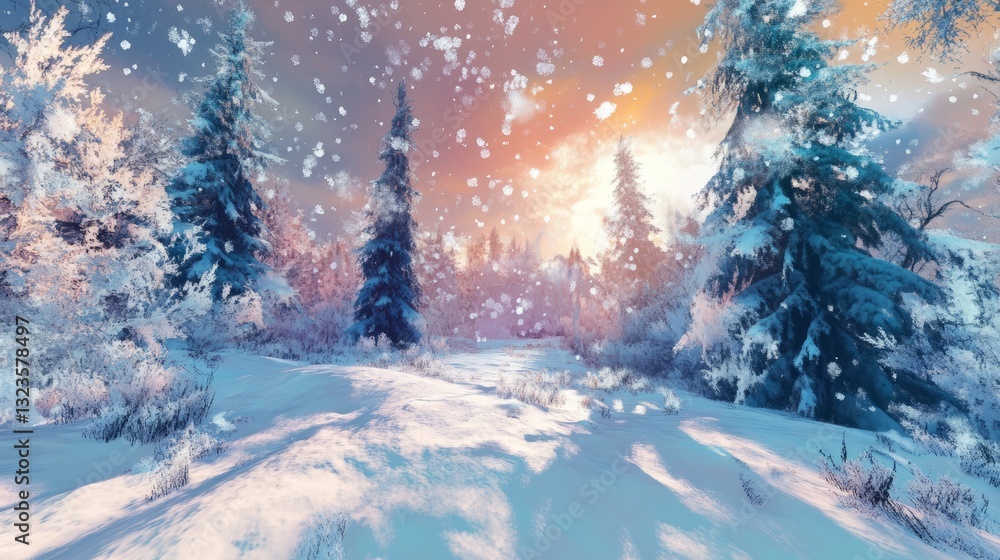 Generic Digital Painting Scene Snow Holographic Landscape Generic Digital Painting Scene Snow Holographic Landscape