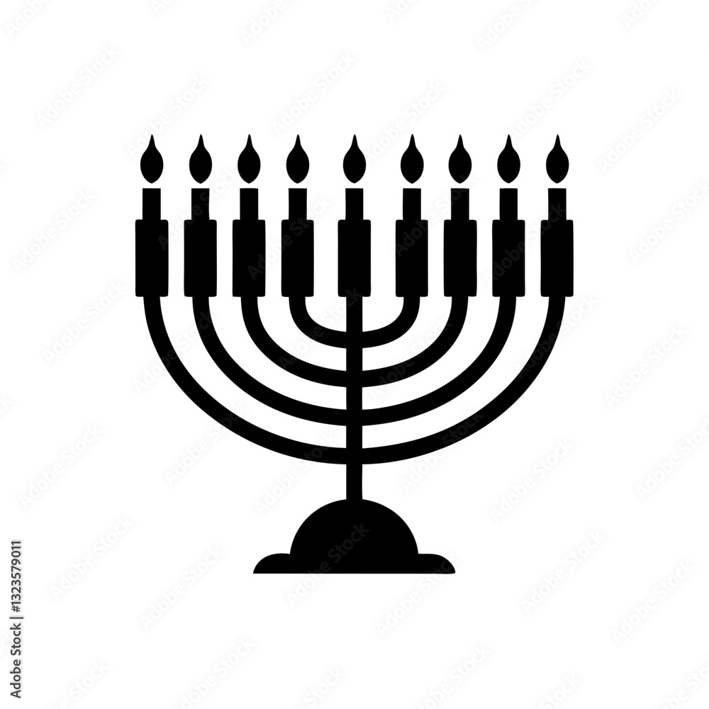 Hanukkah Menorah Black Silhouette Symbol of Jewish Festival Hanukkah Menorah Black Silhouette Symbol of Jewish Festival