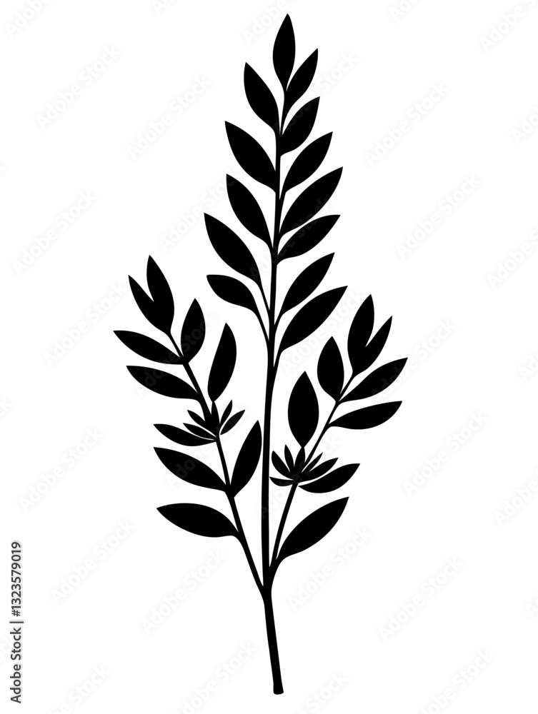 Black Silhouette Botanical Vector Art Decorative Leaf Design Black Silhouette Botanical Vector Art Decorative Leaf Design