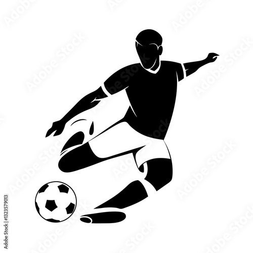 Vector Silhouette Soccer Player Kicking Ball Dynamic Sports Illustration