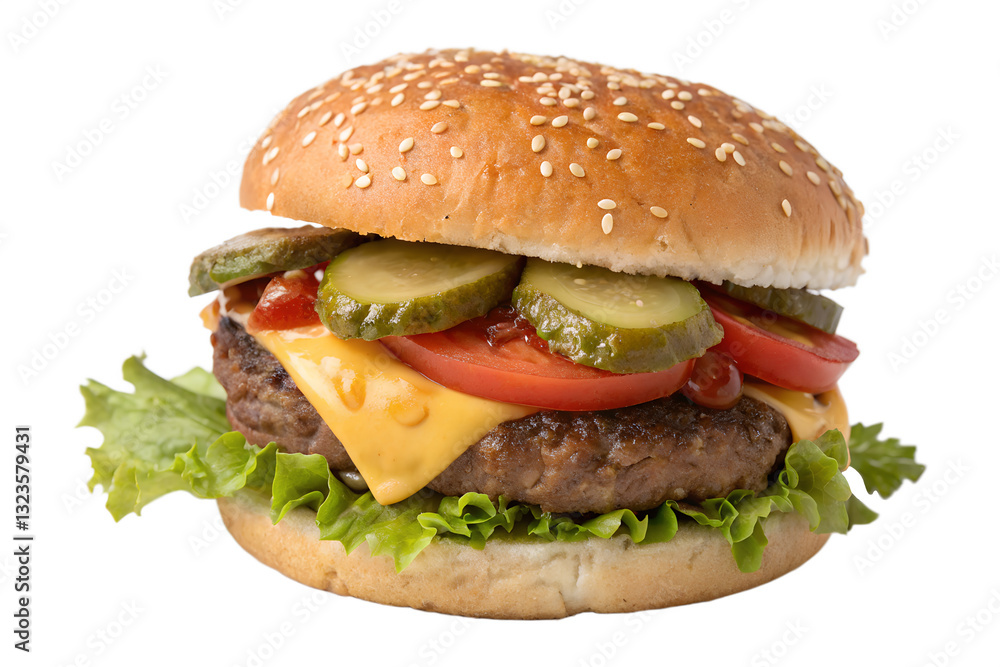Cheeseburger isolated on transparent background Cheeseburger isolated on transparent background