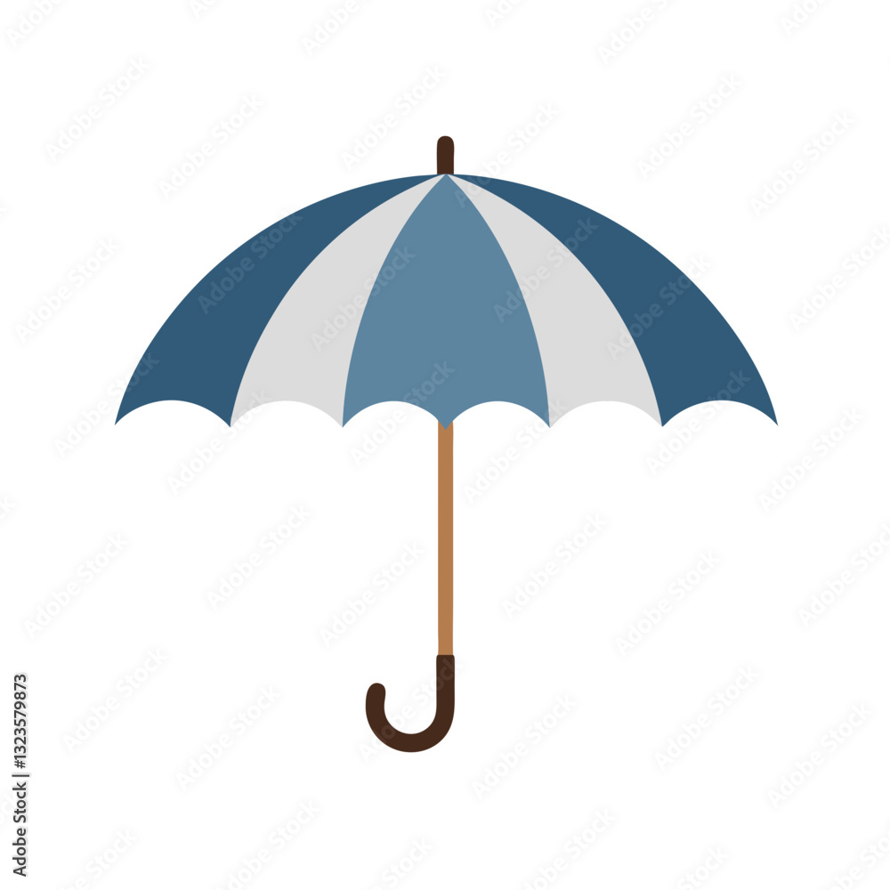 Blue and White Striped Vector Umbrella Illustration for Weather and Design Projects Blue and White Striped Vector Umbrella Illustration for Weather and Design Projects
