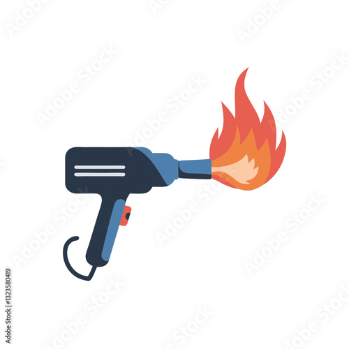 Vector Illustration of Blowtorch with Flames Useful for DIY Projects and Graphic Designs