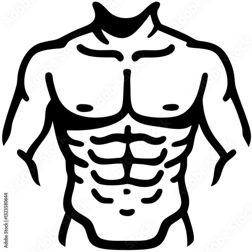 Muscular Male Torso Vector Illustration for Fitness and Tattoo Designs