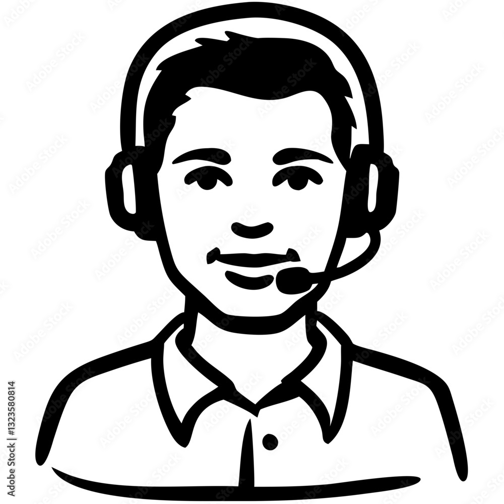 Customer Service Representative with Headset Vector Illustration for Business Use Customer Service Representative with Headset Vector Illustration for Business Use