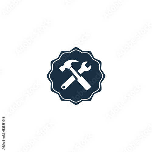 Tools Vector Hammer Wrench Emblem for Maintenance Repair