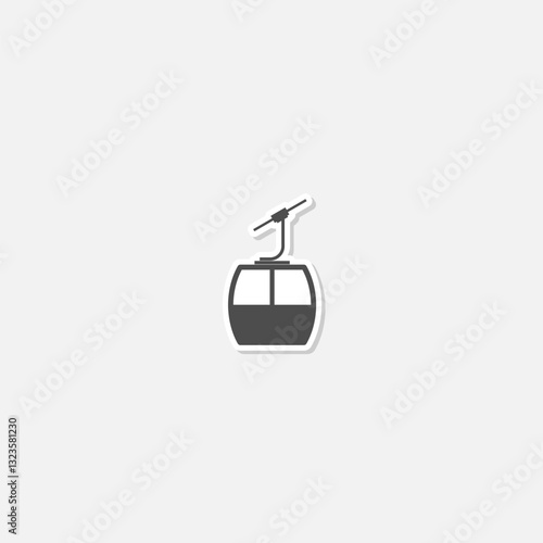 Ski cable lift icon sticker isolated on gray background