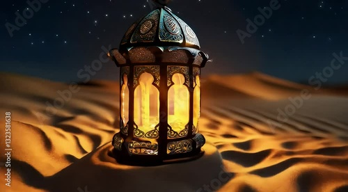 lantern on desert in the night for ramadan background