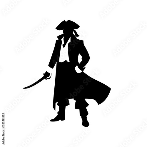 Pirate Silhouette Vector Illustration for Nautical Themes and Creative Design