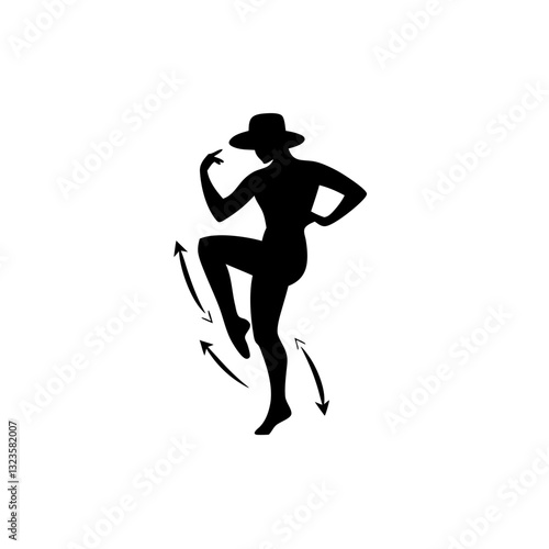 Silhouette Dancer in Motion with Hat Vector Art for Dance Projects