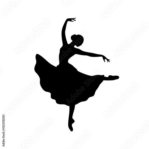Elegant Ballerina Silhouette Graceful Dance Vector Art