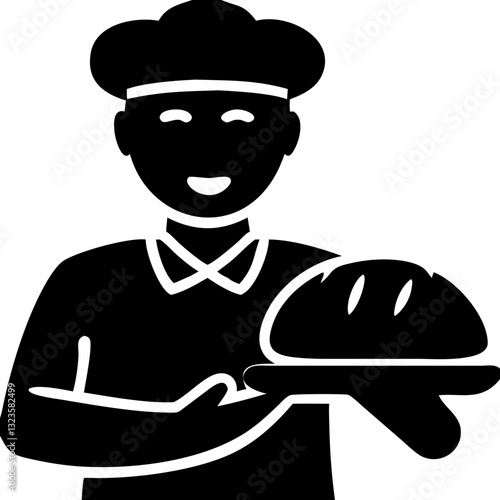 Chef Holding Bread Vector Illustration Symbolizing Culinary Arts
