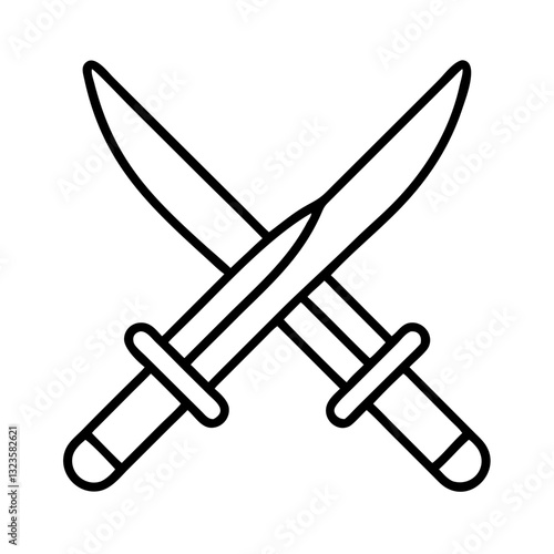 Crossed Swords Outline Simple Vector Illustration for Design or Logo