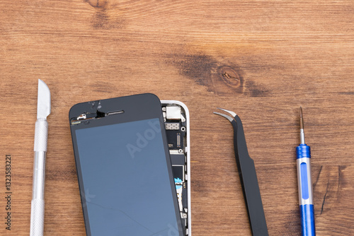 the removed phone display and gadget repair tools