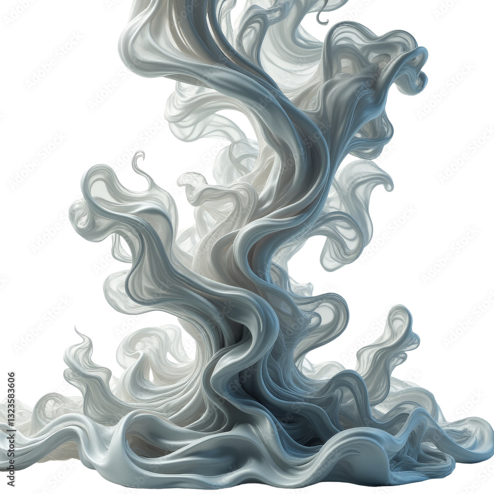 Fototapeta premium Abstract White Fabric Flowing Art with transparent background