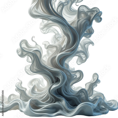 Abstract White Fabric Flowing Art with transparent background