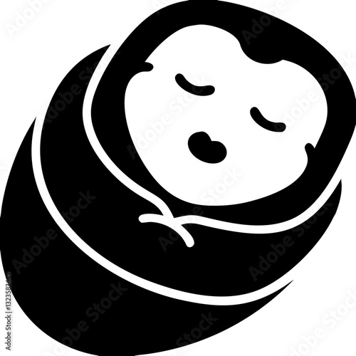 Minimalist Newborn Baby Black and White Vector for Design Concepts