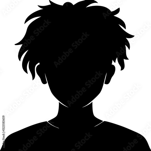 Silhouette of Young Person with Messy Hair for Profiles and Avatars