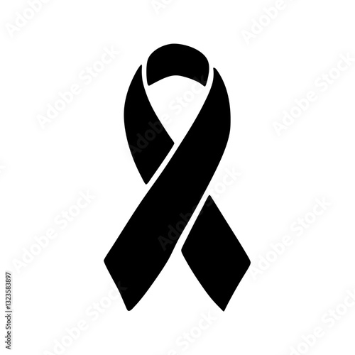 Black Awareness Ribbon Vector Symbol for Support and Remembrance Design