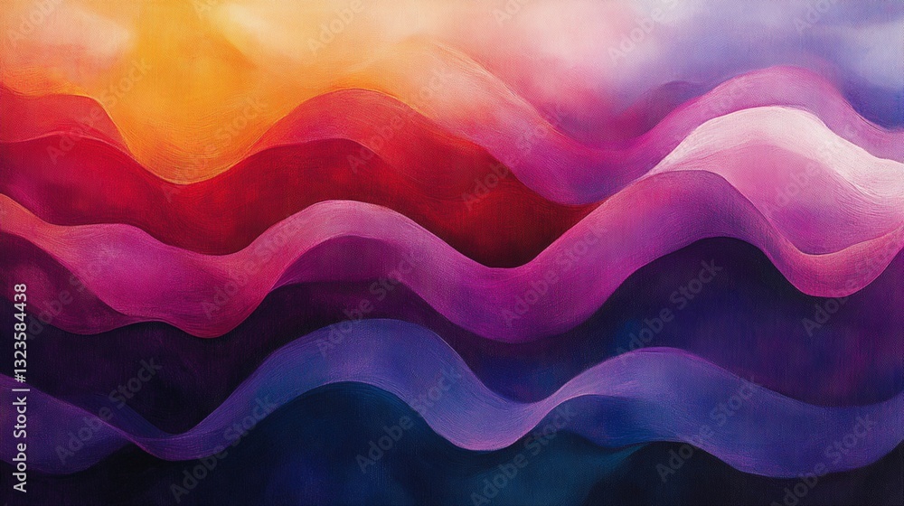A painting of a wave with a purple and blue background A painting of a wave with a purple and blue background