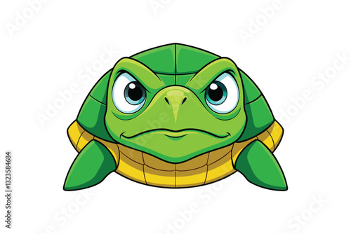 A cartoon-style of a grumpy turtle's head vector art illustration.eps