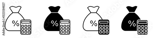 Taxes and accounting line icons vector set. Finance and interest illustration sign collection. Money logo.