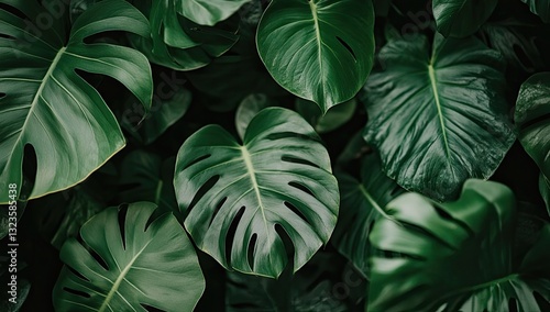 Wallpaper Mural Lush Monstera Leaf Background in Greenhouse Torontodigital.ca