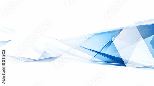 Abstract blue geometric design with light gradients on white background