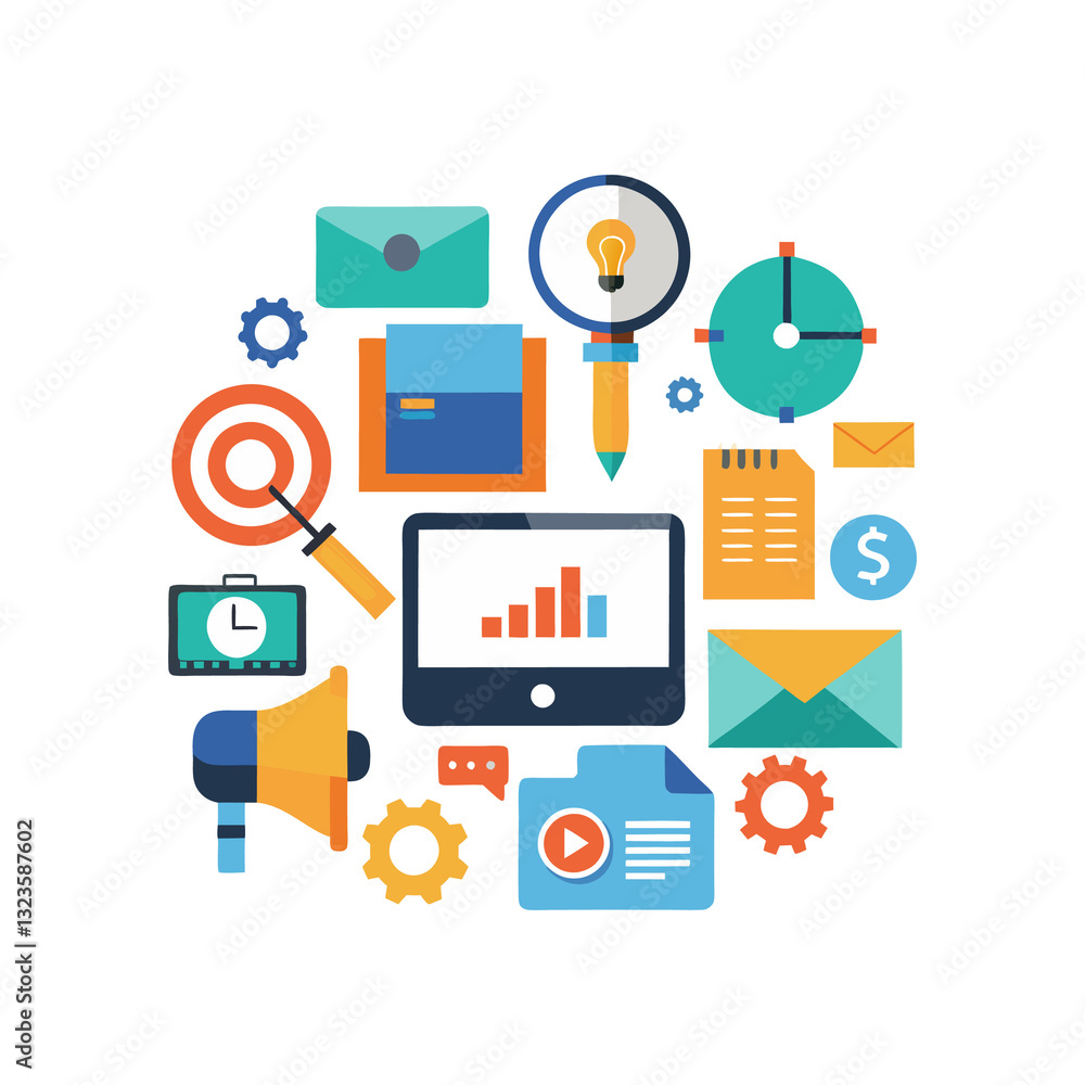 flat design concept of social network on transparent background flat design concept of social network on transparent background