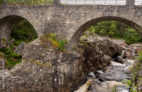 Impressive historic bridges over Blackwater river, at Little Garve, Inverness, Scotland, UK