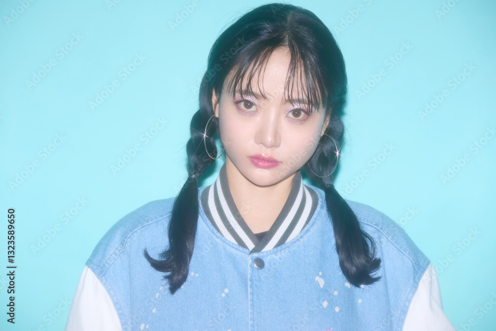 Fototapeta premium ストリート系のファッションをした若い女性のカジュアルなポートレート