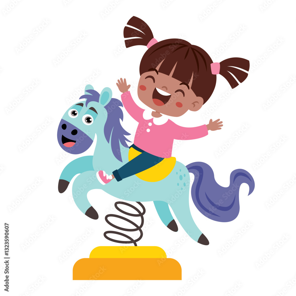 Kid Having Fun With Park Toy
