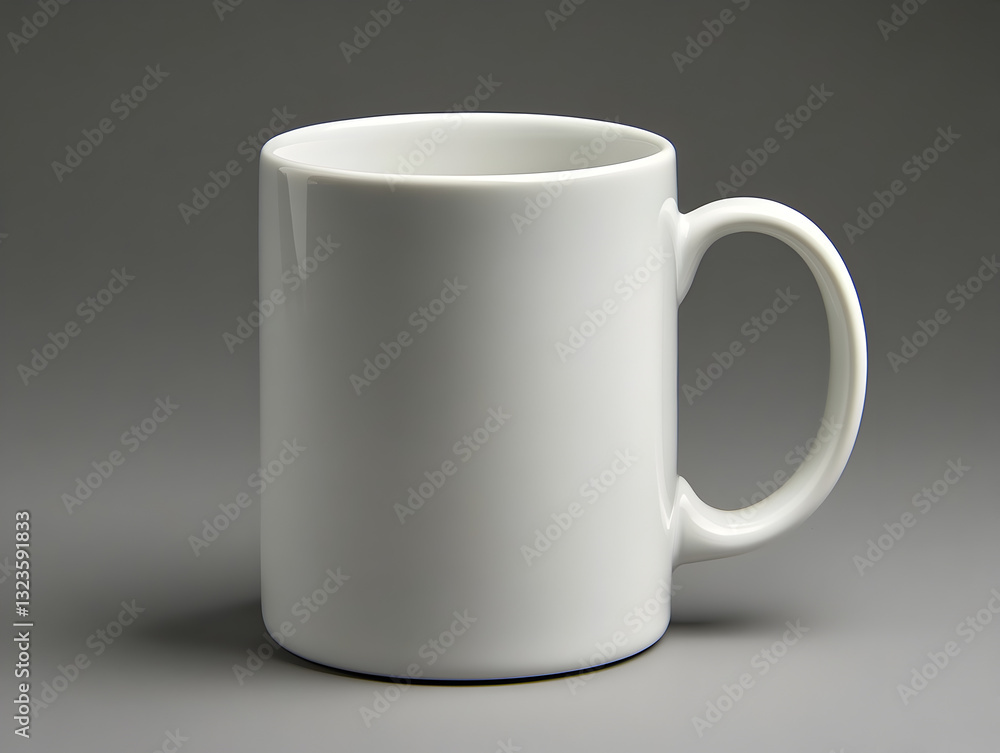 Stylish white coffee mug with glossy finish for lifestyle photography, social media visuals, and branding content Stylish white coffee mug with glossy finish for lifestyle photography, social media visuals, and branding content