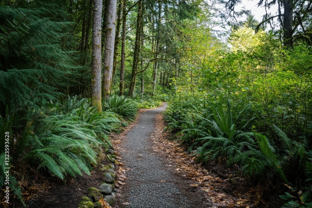 Serene forest trail - vibrant foliage and peaceful surroundings - a perfect retreat for nature lovers seeking adventure Serene forest trail - vibrant foliage and peaceful surroundings - a perfect retreat for nature lovers seeking adventure
