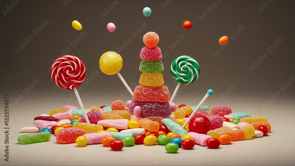 Fototapeta premium Playful candy arrangement with lollipops
