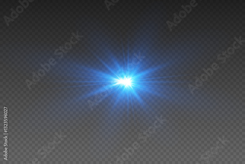 Blue light rays of light, light spark and flash.