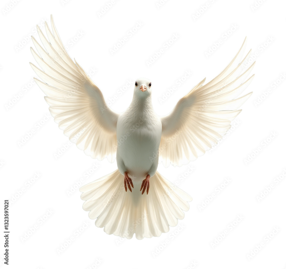 Obraz premium Dove with Spread Wings, transparent background