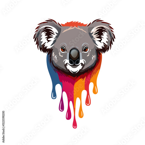 Obraz na płótnie Portrait of a cute Koala bear, dripping liquid colors vector icon design w salonie