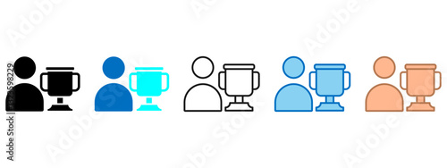Trophy Icon Set Multiple Style Collection