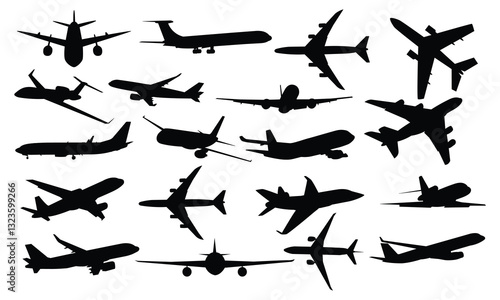 planes silhouette set vector 