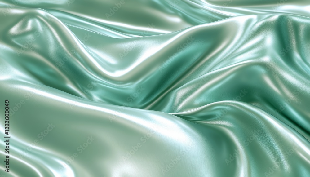 Obraz premium Mint Green Monochromatic Wave Texture Pattern Background Elegant Abstract Minimalist Design