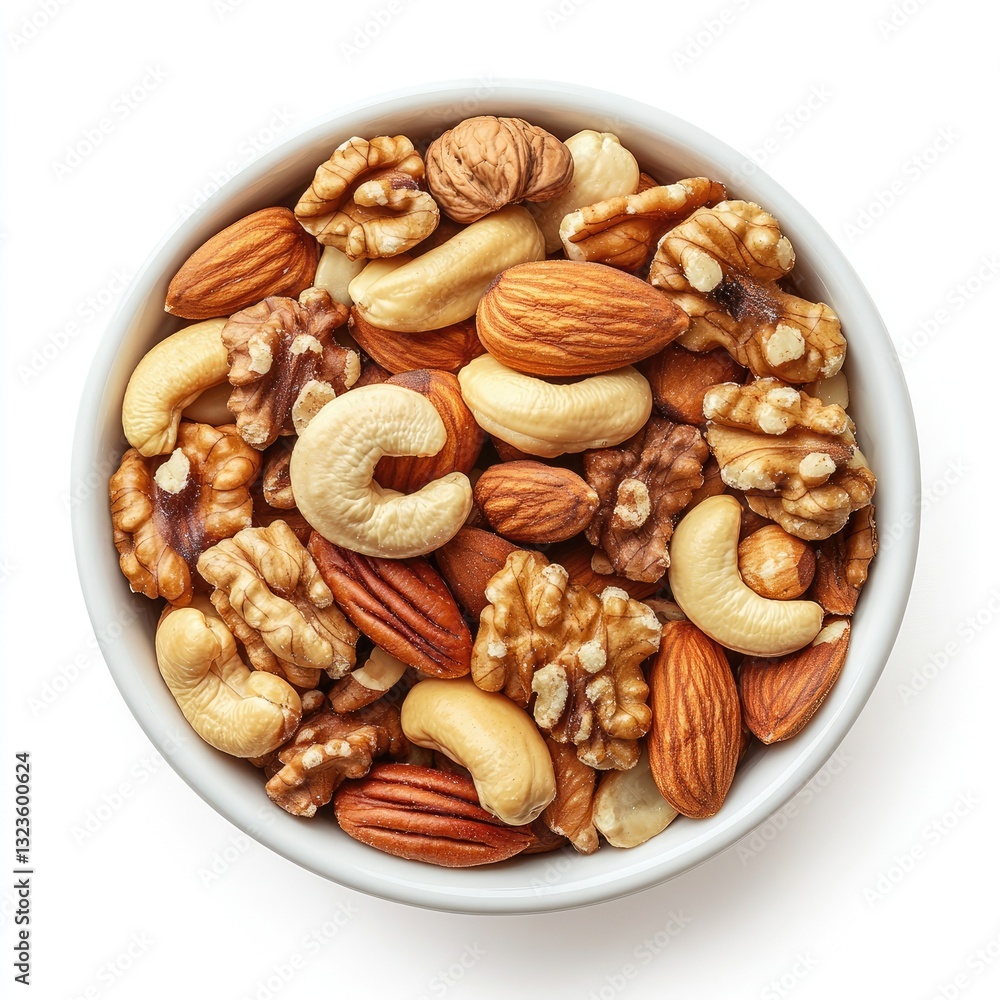 Mixed nuts in a bowl. A variety of nuts including almonds, walnuts, and cashews Mixed nuts in a bowl. A variety of nuts including almonds, walnuts, and cashews