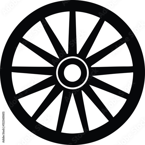 wagon wheel silhouette  icon, wheel vector silhouette
