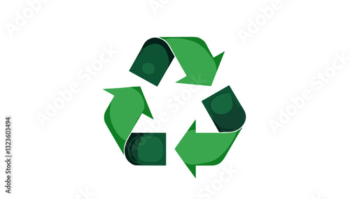 Green recycling symbol made of arrows and cans.