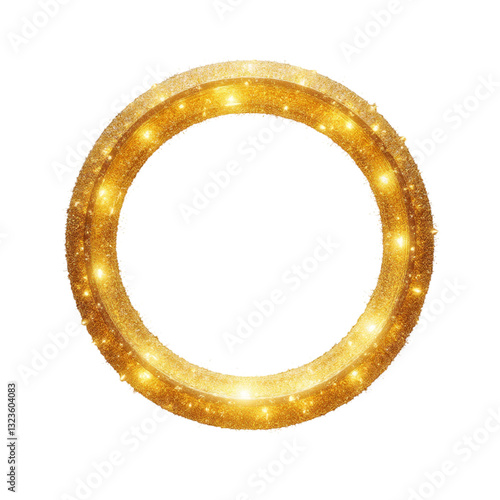 Golden Glowing Ring with Sparks on transparent background